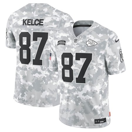 Men's Kansas City Chiefs Travis Kelce Arctic Camo 2024 Salute to Service Limited Jersey