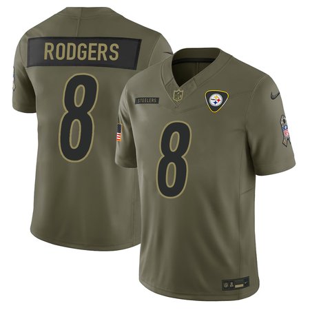 Men's Pittsburgh Steelers #8 Aaron Rodgers Olive 2025 Salute to Service Retired Limited Jersey