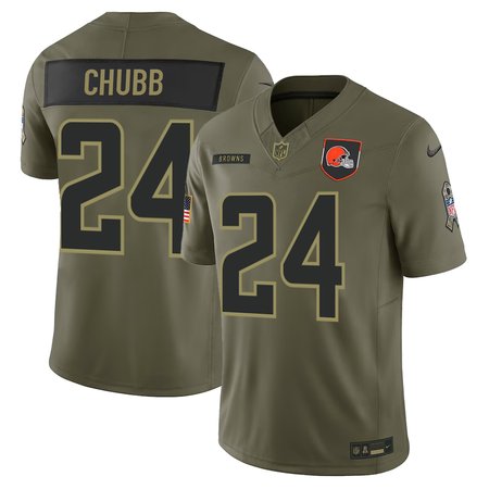 Men's Cleveland Browns #24 Nick Chubb Olive 2025 Salute to Service Retired Limited Jersey