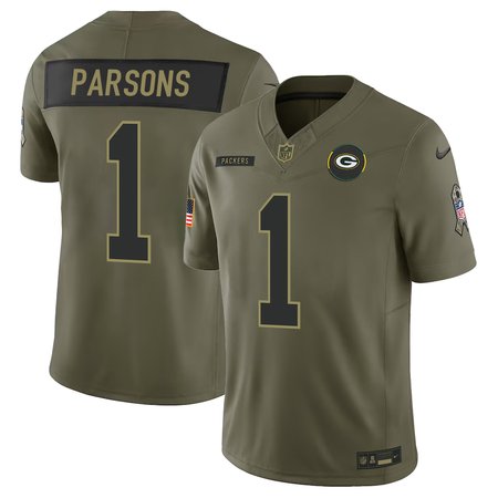 Men's Green Bay Packers #1 Micah Parsons Olive 2025 Salute to Service Retired Limited Jersey