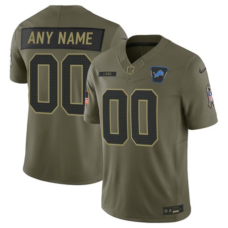 Men's Detroit Lions Custom Olive 2025 Salute to Service Retired Limited Jersey