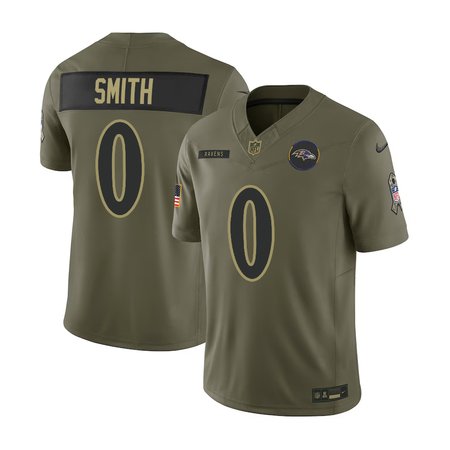 Men's Baltimore Ravens #0 Roquan Smith Olive 2025 Salute to Service Retired Limited Jersey