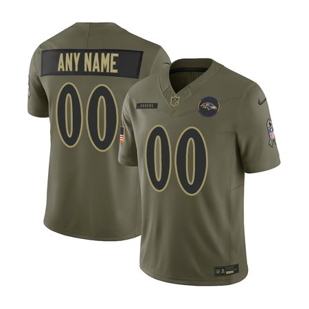 Men's Baltimore Ravens Custom Olive 2025 Salute to Service Retired Limited Jersey