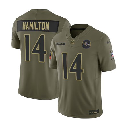 Men's Baltimore Ravens #14 Kyle Hamilton Olive 2025 Salute to Service Retired Limited Jersey