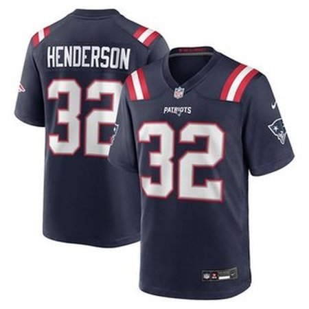 Men's New England Patriots #32 TreVeyon Henderson Navy 2025 NFL Draft Game Jersey