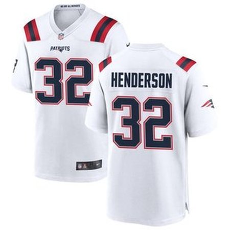 Men's New England Patriots #32 TreVeyon Henderson White 2025 NFL Draft Game Jersey