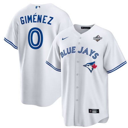 Youth Toronto Blue Jays #0 Andres Gimenez 2025 World Series White Home Replica Jersey
