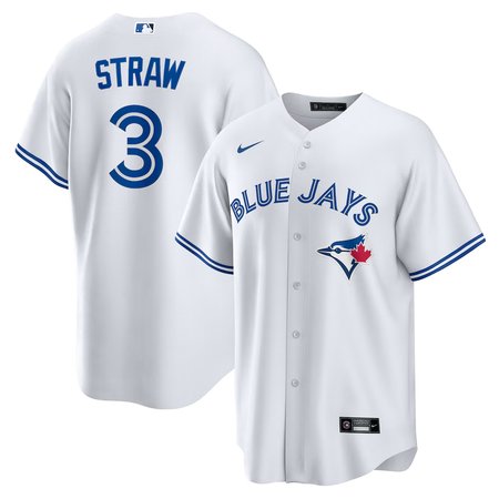 Youth Toronto Blue Jays #3 Myles Straw White Home Replica Jersey