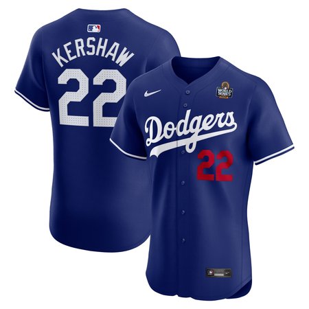 Men's Los Angeles Dodgers Clayton Kershaw Royal 2024 World Series Alternate Elite Player Jersey