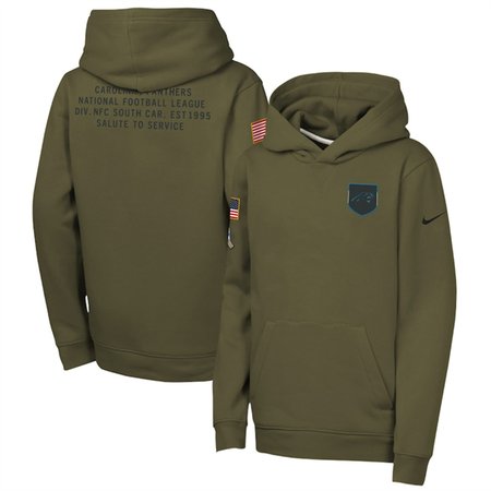Youth Carolina Panthers Olive 2025 Salute to Service Club Fleece Hoodie