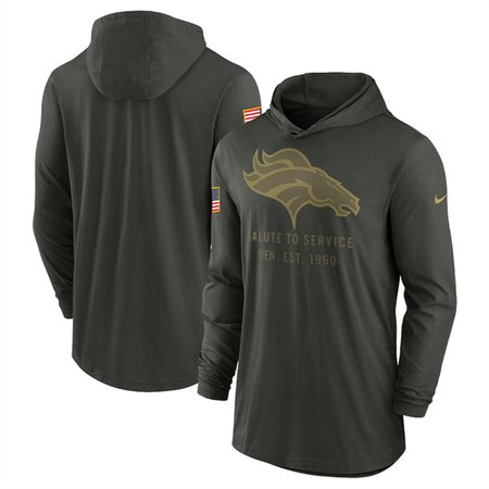 Men's Denver Broncos Forest Green 2025 Salute to Service Sideline Dri-FIT Lightweight Pullover Hoodie