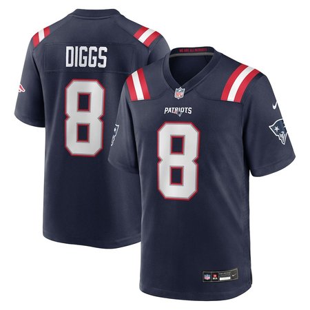 Men's New England Patriots #8 Stefon Diggs Navy Game Jersey