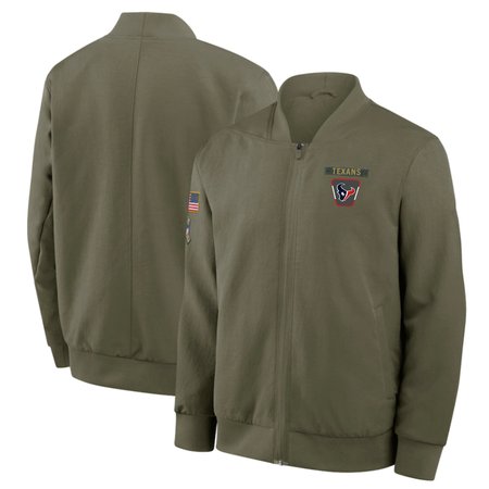 Men's Houston Texans Olive 2025 Salute to Service Sideline Full-Zip Bomber Jacket