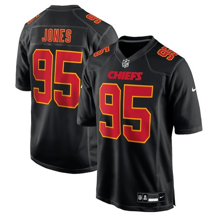 Men's Kansas City Chiefs #95 Chris Jones Carbon Black Fashion Game Jersey